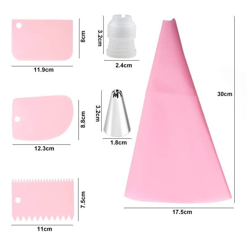 6-24 Pcs Set Pastry Bag and Stainless Steel