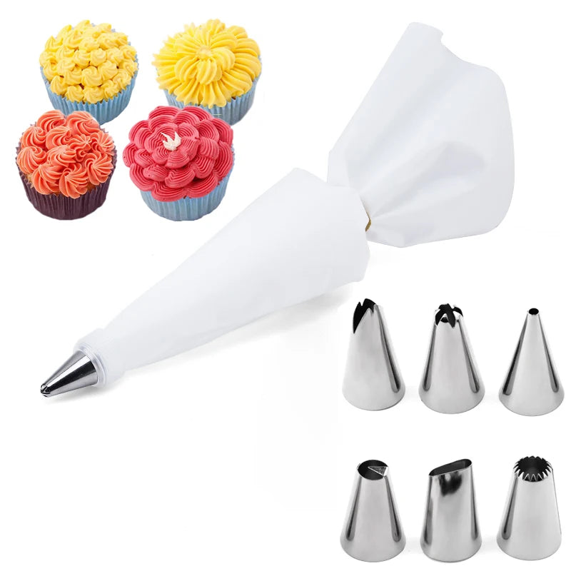6-24 Pcs Set Pastry Bag and Stainless Steel