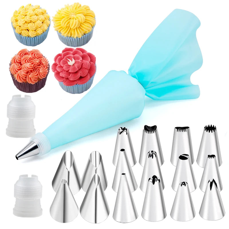 6-24 Pcs Set Pastry Bag and Stainless Steel
