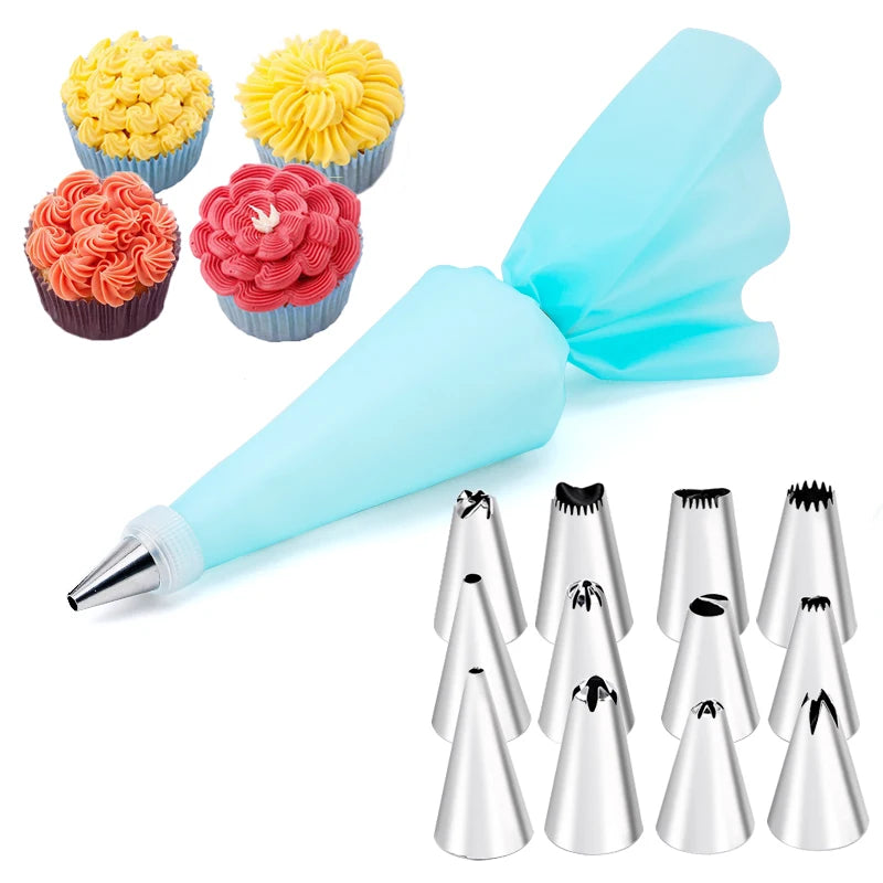 6-24 Pcs Set Pastry Bag and Stainless Steel