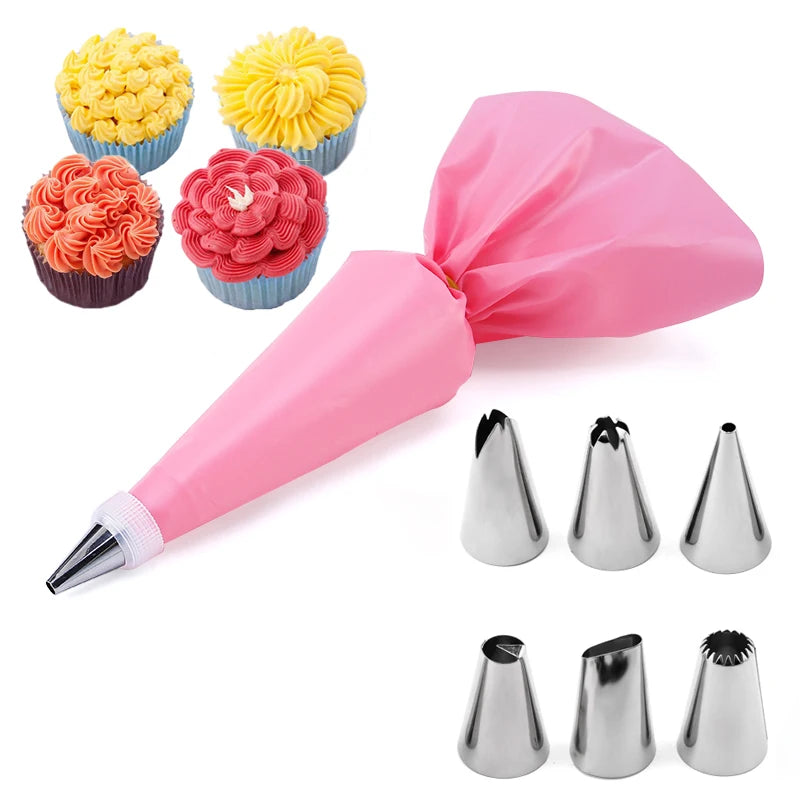 6-24 Pcs Set Pastry Bag and Stainless Steel