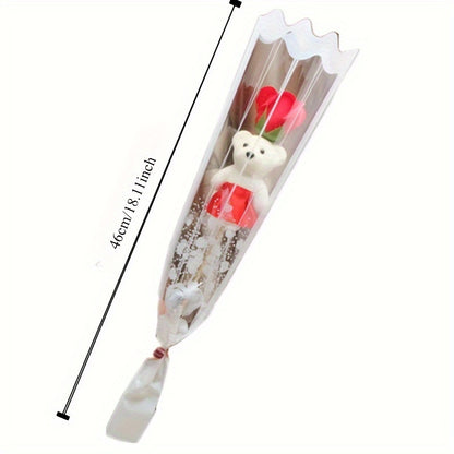 17pcs Romantic Artificial Rose Bouquets with Plush Bears