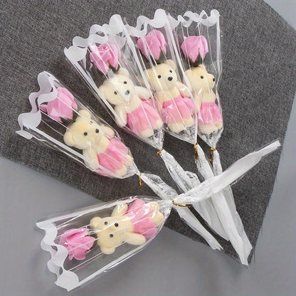 17pcs Romantic Artificial Rose Bouquets with Plush Bears