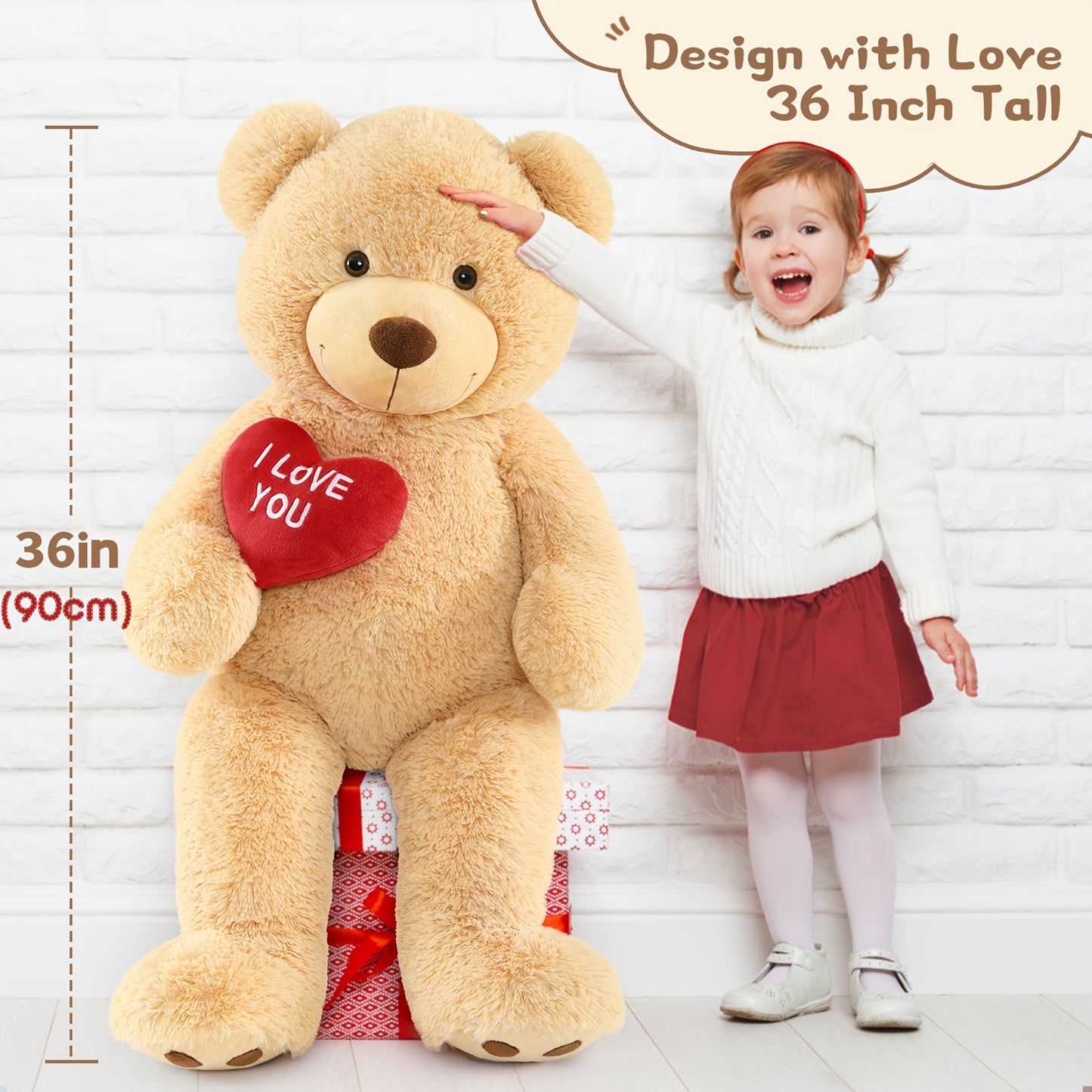 36" Giant Light Brown Teddy Bear Plush