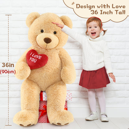 36" Giant Light Brown Teddy Bear Plush