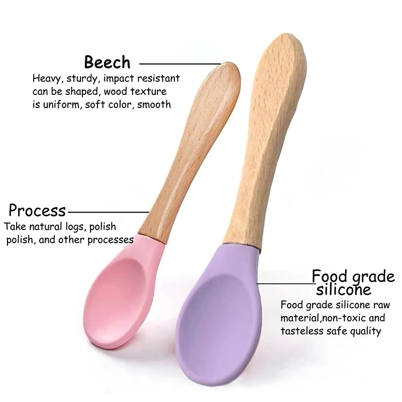 Baby Wooden Silicone utensils