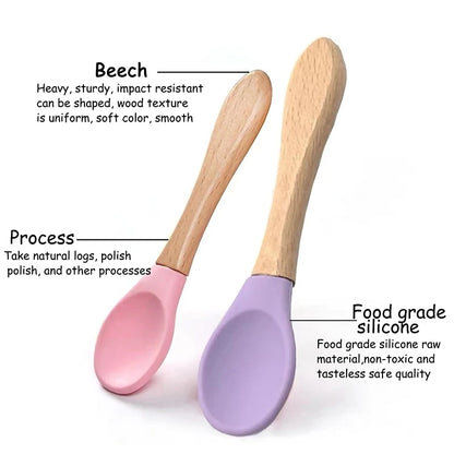 Baby Wooden Silicone utensils