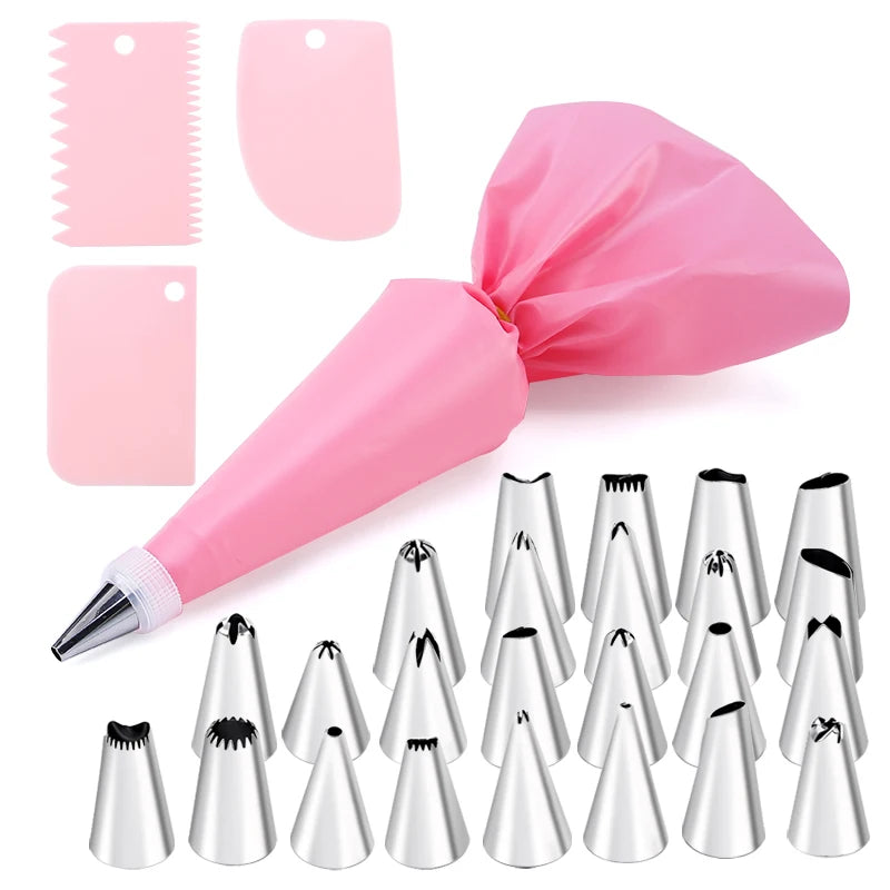 6-24 Pcs Set Pastry Bag and Stainless Steel