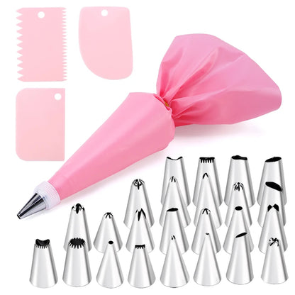 6-24 Pcs Set Pastry Bag and Stainless Steel