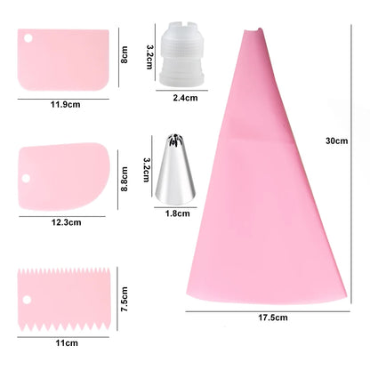 6-24 Pcs Set Pastry Bag and Stainless Steel