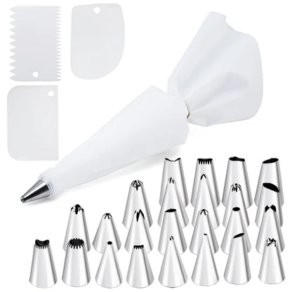 6-24 Pcs Set Pastry Bag and Stainless Steel