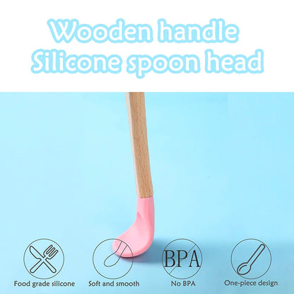 Baby Wooden Silicone utensils