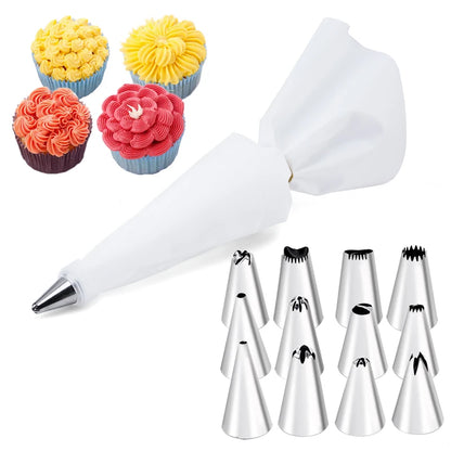 6-24 Pcs Set Pastry Bag and Stainless Steel