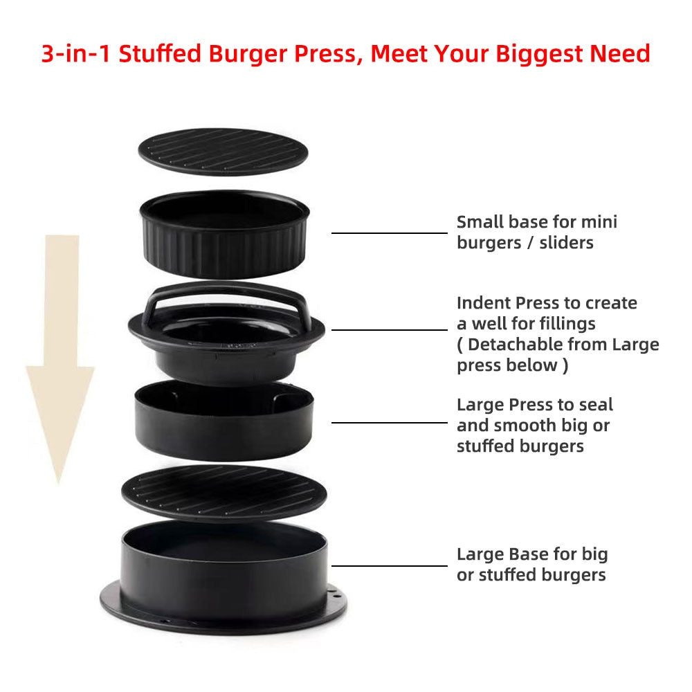 Burger Patty Maker & Stuffed Press - Perfect Patties by Hermes Kitchen