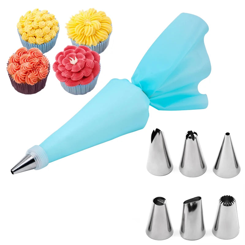 6-24 Pcs Set Pastry Bag and Stainless Steel