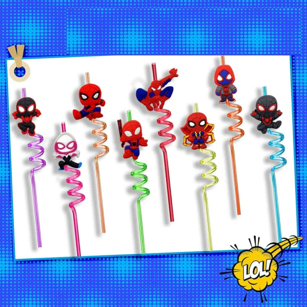 8pcs Spidey straws