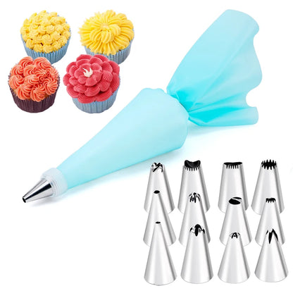 6-24 Pcs Set Pastry Bag and Stainless Steel