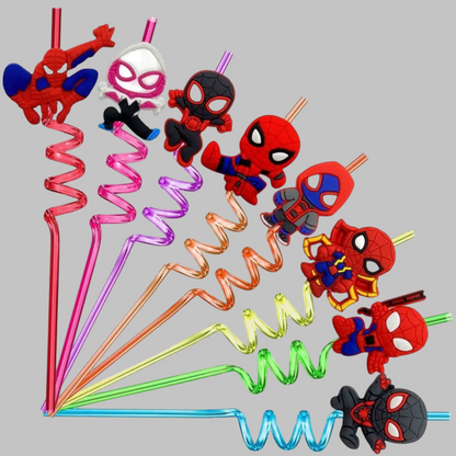 8pcs Spidey straws