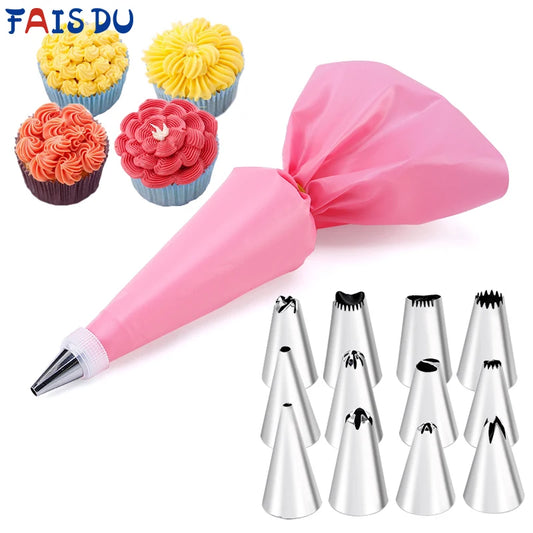 6-24 Pcs Set Pastry Bag and Stainless Steel
