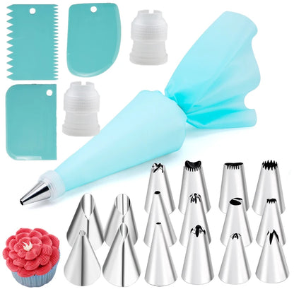6-24 Pcs Set Pastry Bag and Stainless Steel