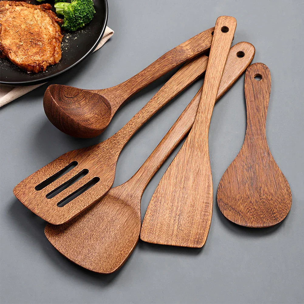 Non-Stick Wooden Cooking Utensils | Safe & Eco-Friendly Kitchen Tools