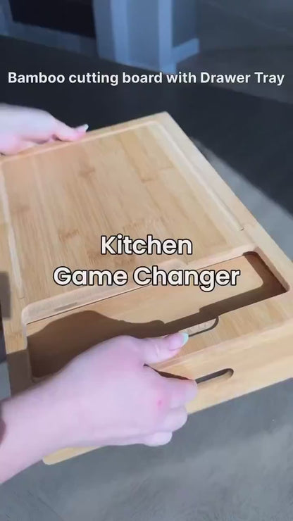 Bamboo Cutting Board With Containers, Storage Boxes With Lids, and Graters